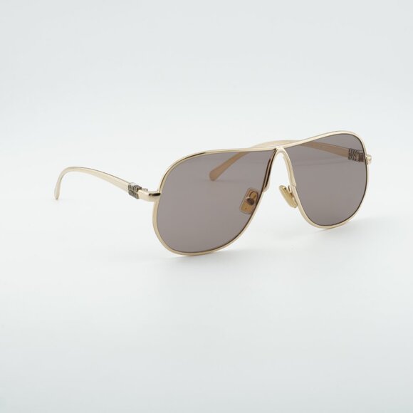 Miu Miu MUA56S 5AK20I Sunglasses Gold Geometric Frame, Purple Brown Lenses